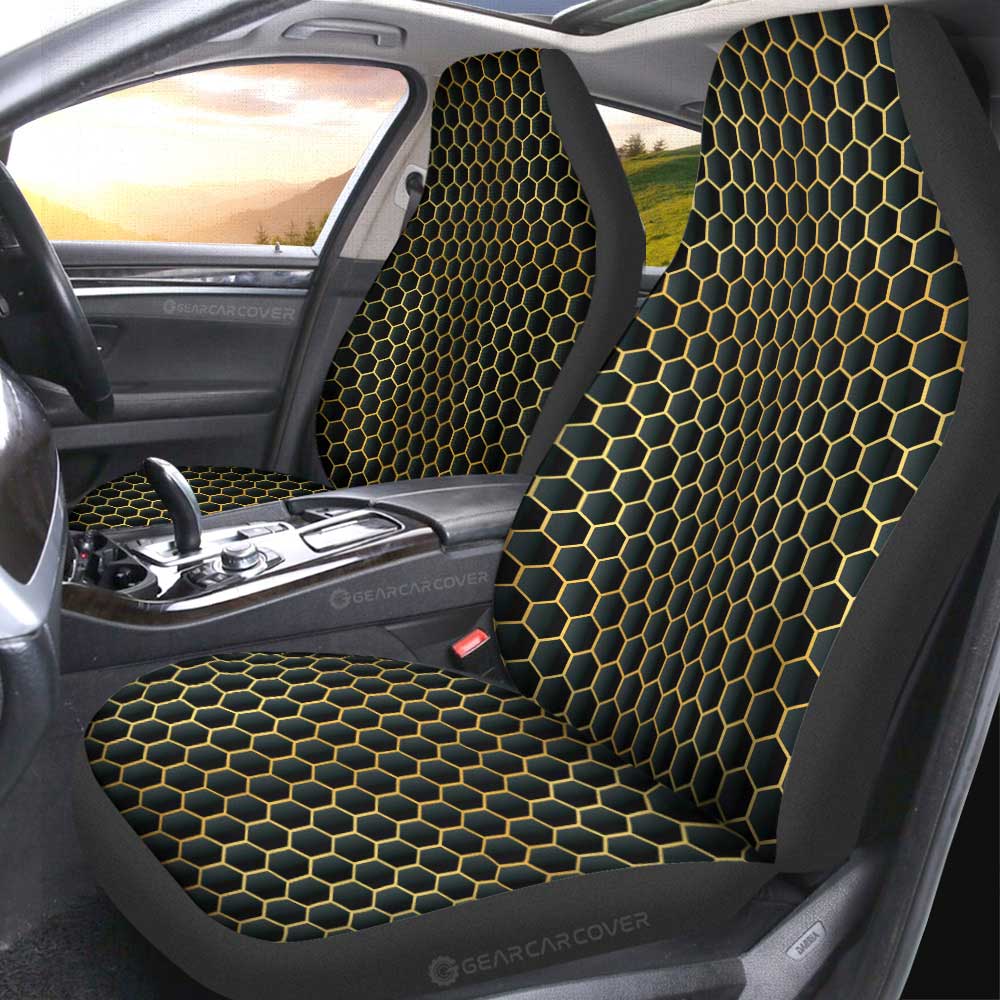 Black Pattern Car Seat Covers Custom Honeycomb Background Car Accessories