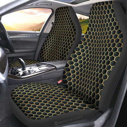Black Pattern Car Seat Covers Custom Honeycomb Background Car Accessories