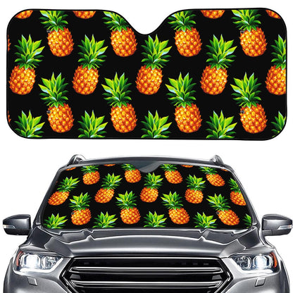 Black Pineapple Pattern Print Car Windshield Sun Shade