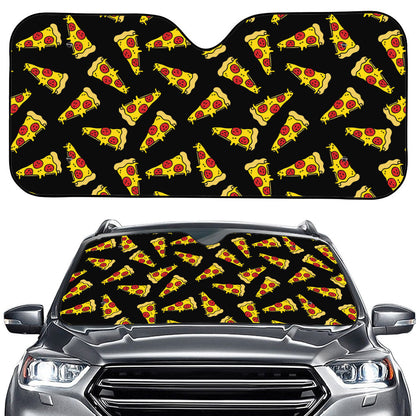 Black Pizza Pattern Print Car Windshield Sun Shade