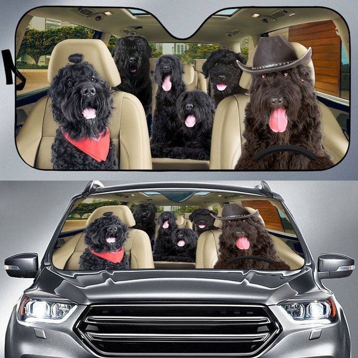 Black Russian Terrier Car All Over Printed 3D Sun Shade