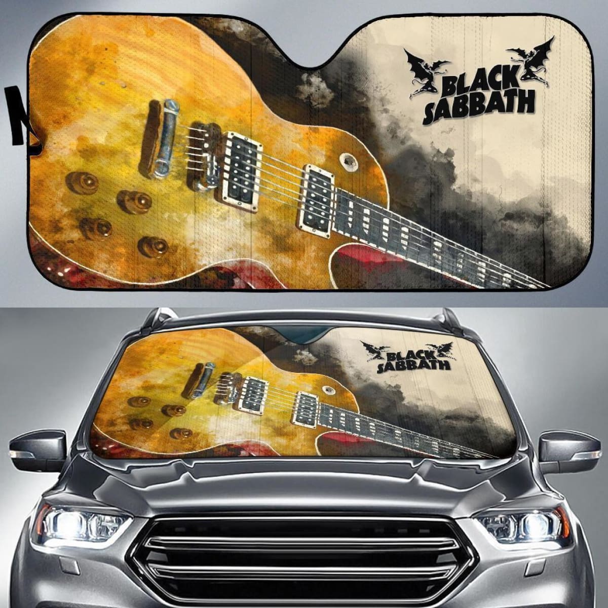 Black Sabbath Car Auto Sun Shade Guitar Rock Band Fan Universal Fit 174503