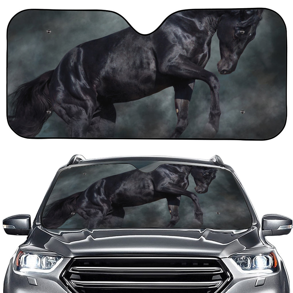 Black Stallion Horse Print Car Windshield Sun Shade