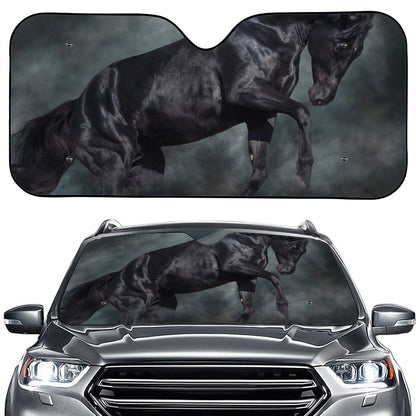 Black Stallion Horse Print Car Windshield Sun Shade
