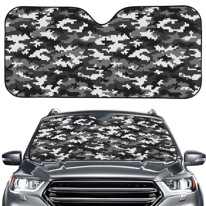 Black White And Grey Digital Camo Print Car Windshield Sun Shade