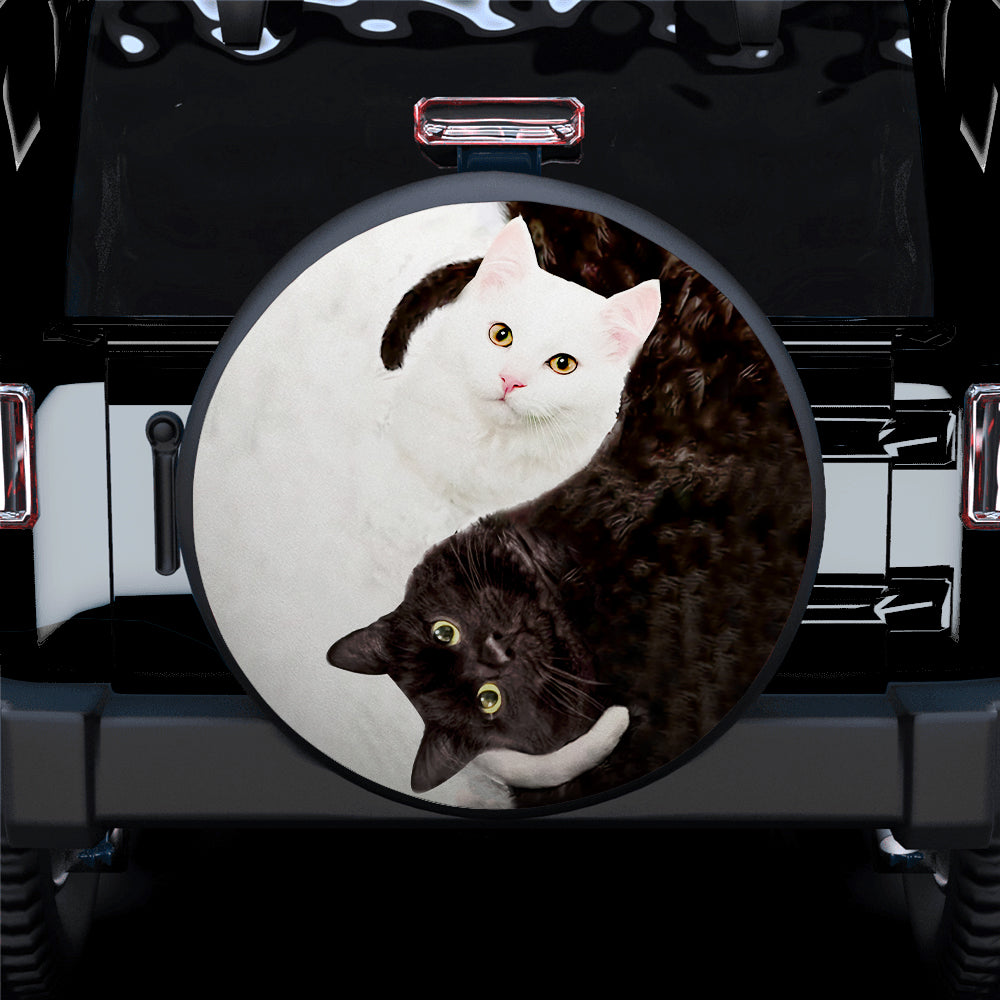 Black White Cats Yin Yang Jeep Car Spare Tire Cover