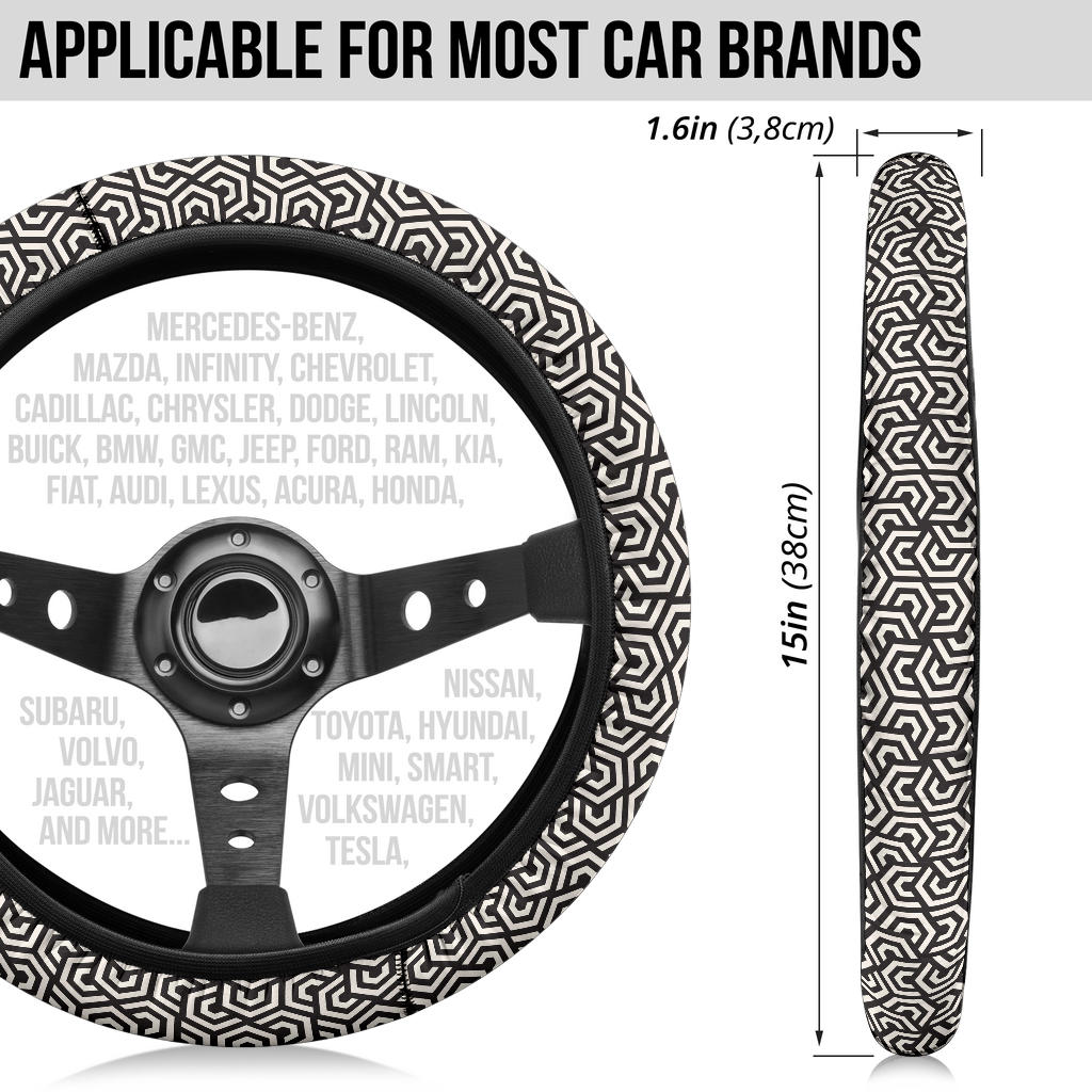 Black White Hypnotic Premium Car Steering Wheel Cover
