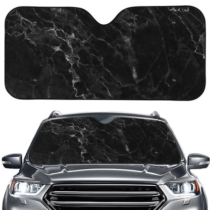 Black White Smoke Marble Print Car Windshield Sun Shade