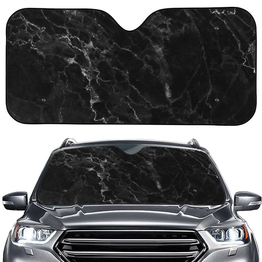 Black White Smoke Marble Print Car Windshield Sun Shade