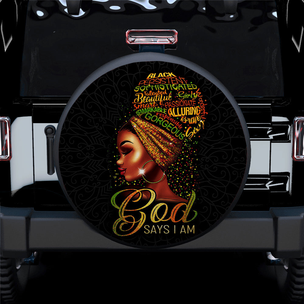 Black Woman God Say I Am Car Spare Tire Cover