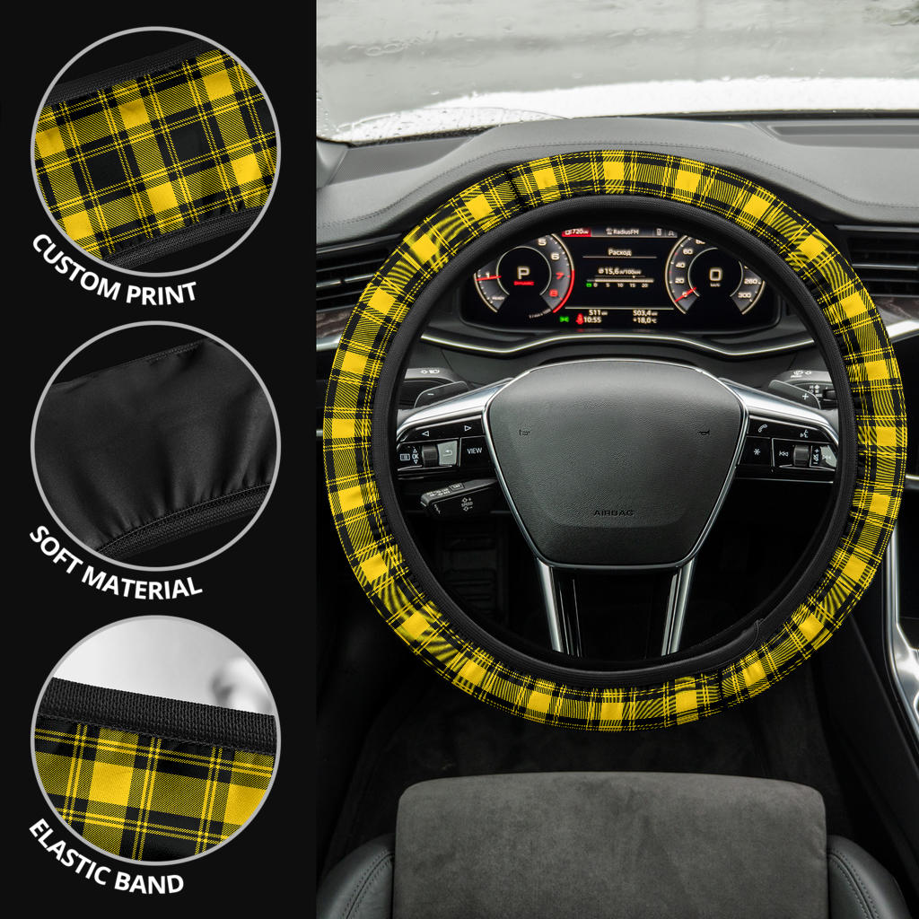 Black Yellow Caro Premium Car Steering Wheel Cover