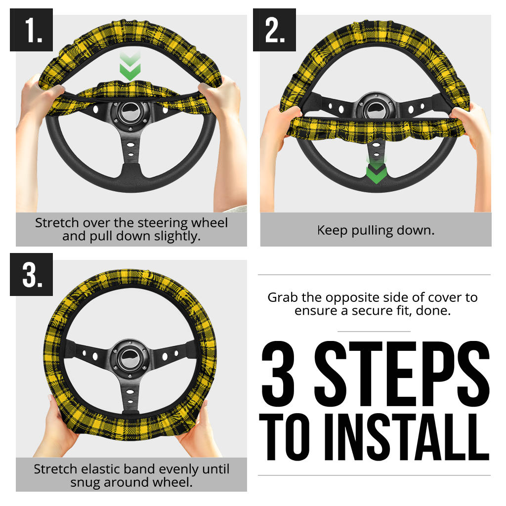 Black Yellow Caro Premium Car Steering Wheel Cover