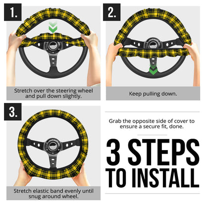 Black Yellow Caro Premium Car Steering Wheel Cover