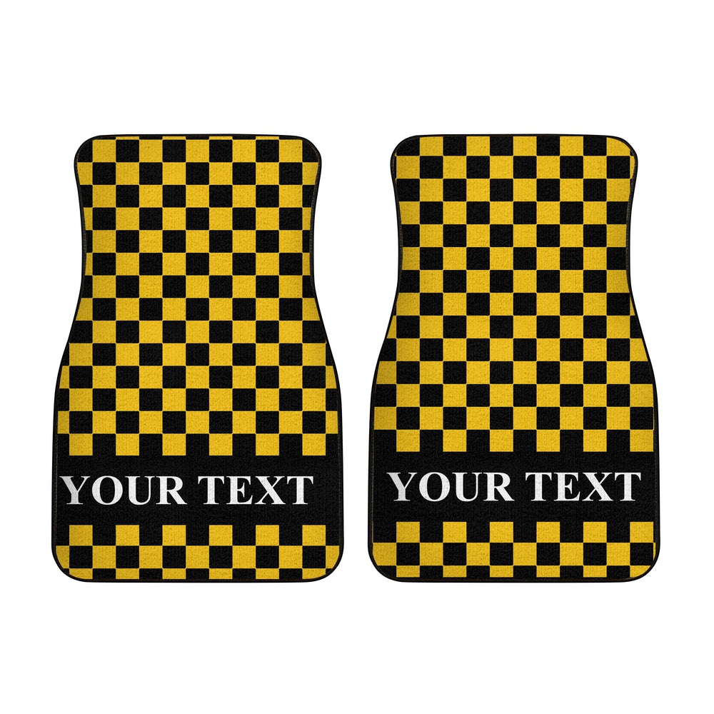 Black Yellow Checkered Personalized Car Floor Mats