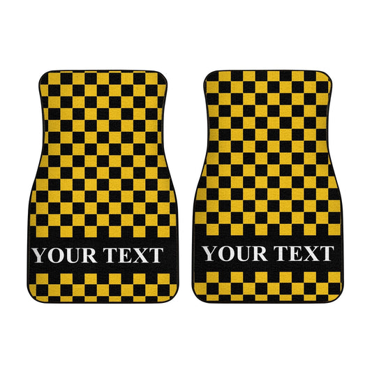 Black Yellow Checkered Personalized Car Floor Mats