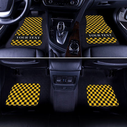 Black Yellow Checkered Personalized Car Floor Mats