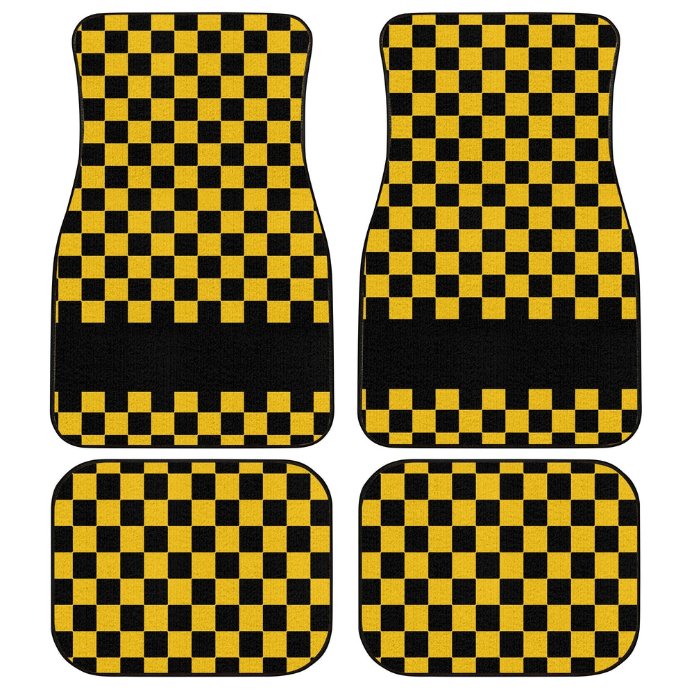 Black Yellow Checkered Personalized Car Floor Mats