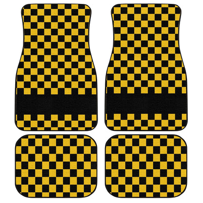 Black Yellow Checkered Personalized Car Floor Mats