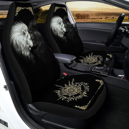 Black and White Lion Car Seat Covers