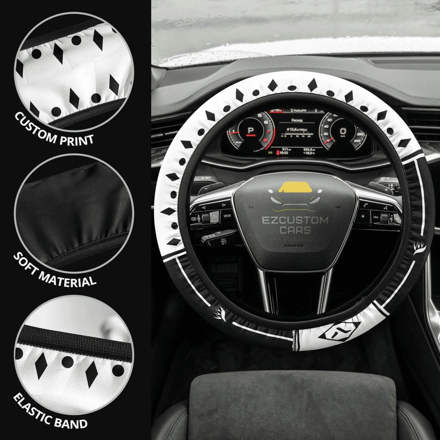 Bleach Eighth Division Symbols Anime Steering Wheel Cover Custom Anime Car Accessories