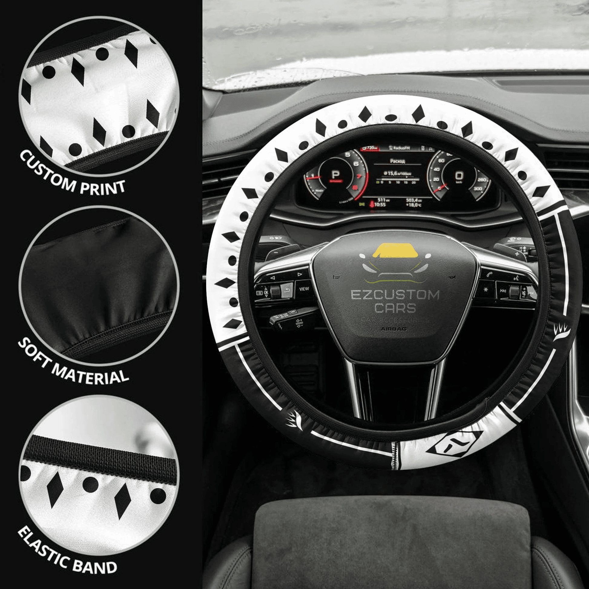Bleach Eighth Division Symbols Anime Steering Wheel Cover Custom Anime Car Accessories