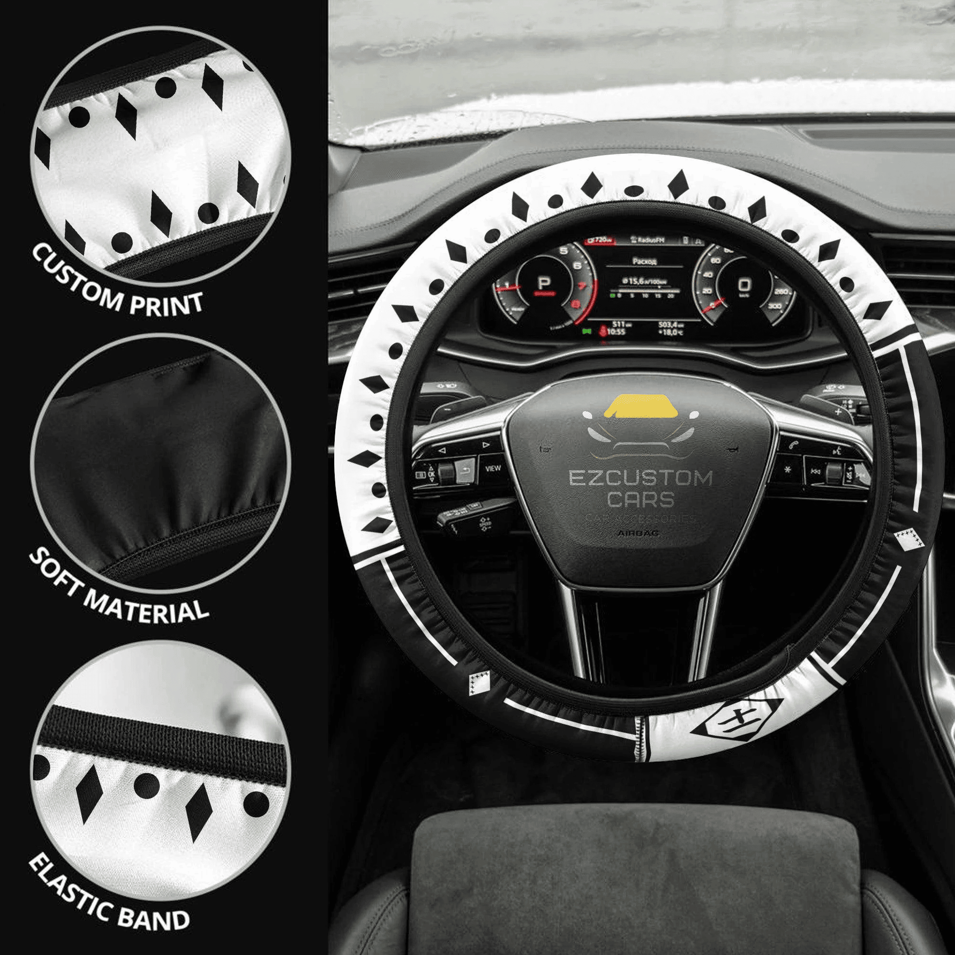 Bleach Eleventh Division Symbols Car Accessories Anime Steering Wheel Cover