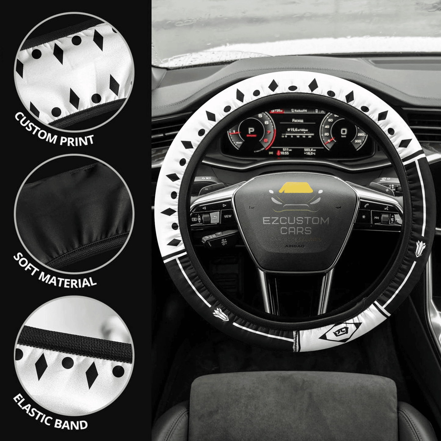 Bleach Fourth Division Symbols Anime Steering Wheel Cover Custom Anime Car Accessories