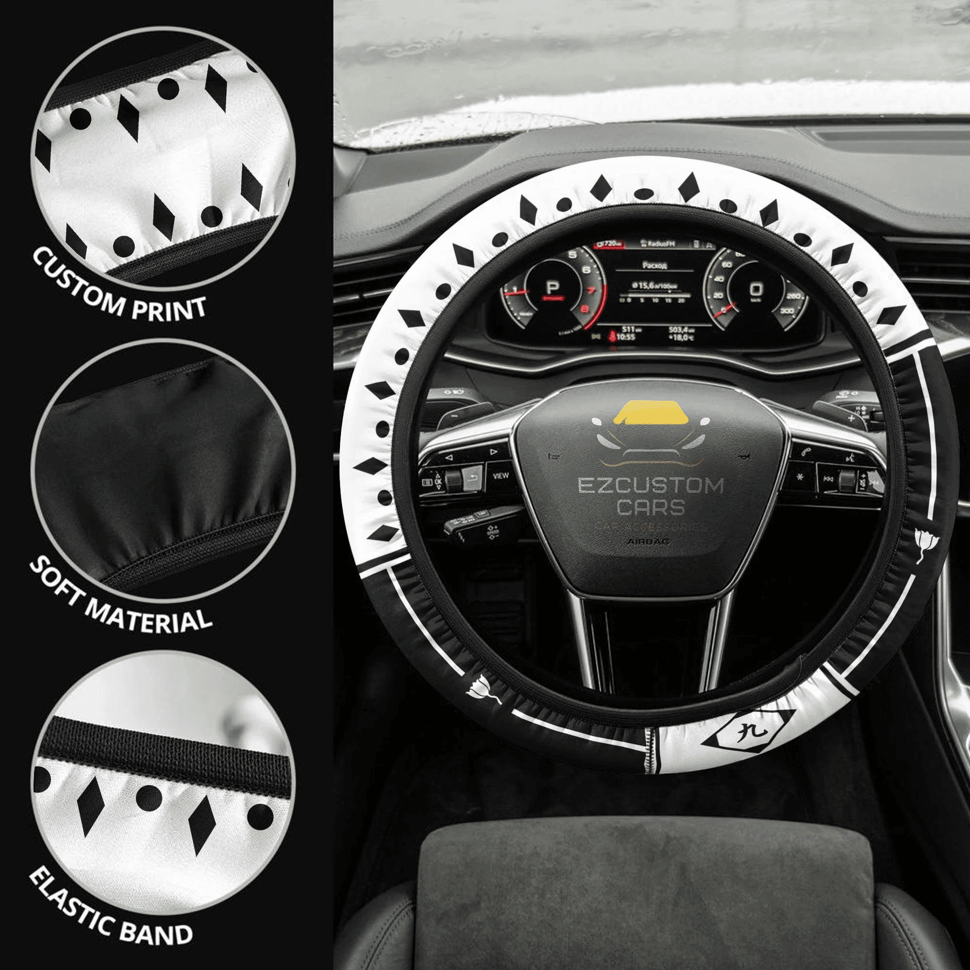 Bleach Ninth Division Symbols Anime Steering Wheel Cover Custom Anime Car Accessories
