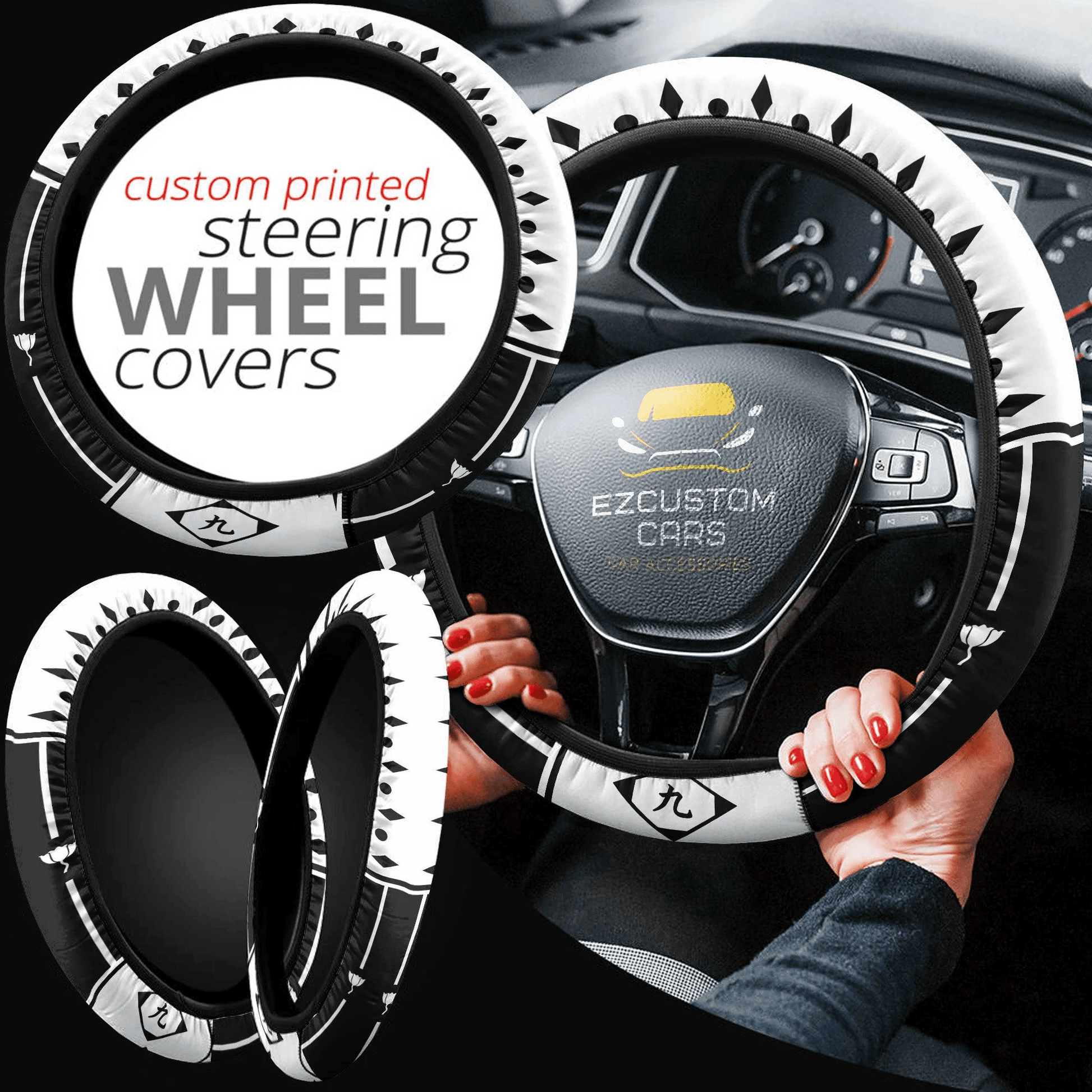 Bleach Ninth Division Symbols Anime Steering Wheel Cover Custom Anime Car Accessories