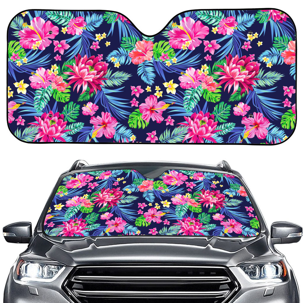 Blossom Tropical Flower Pattern Print Car Windshield Sun Shade