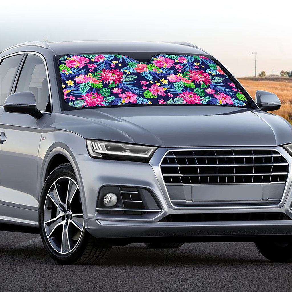 Blossom Tropical Flower Pattern Print Car Windshield Sun Shade
