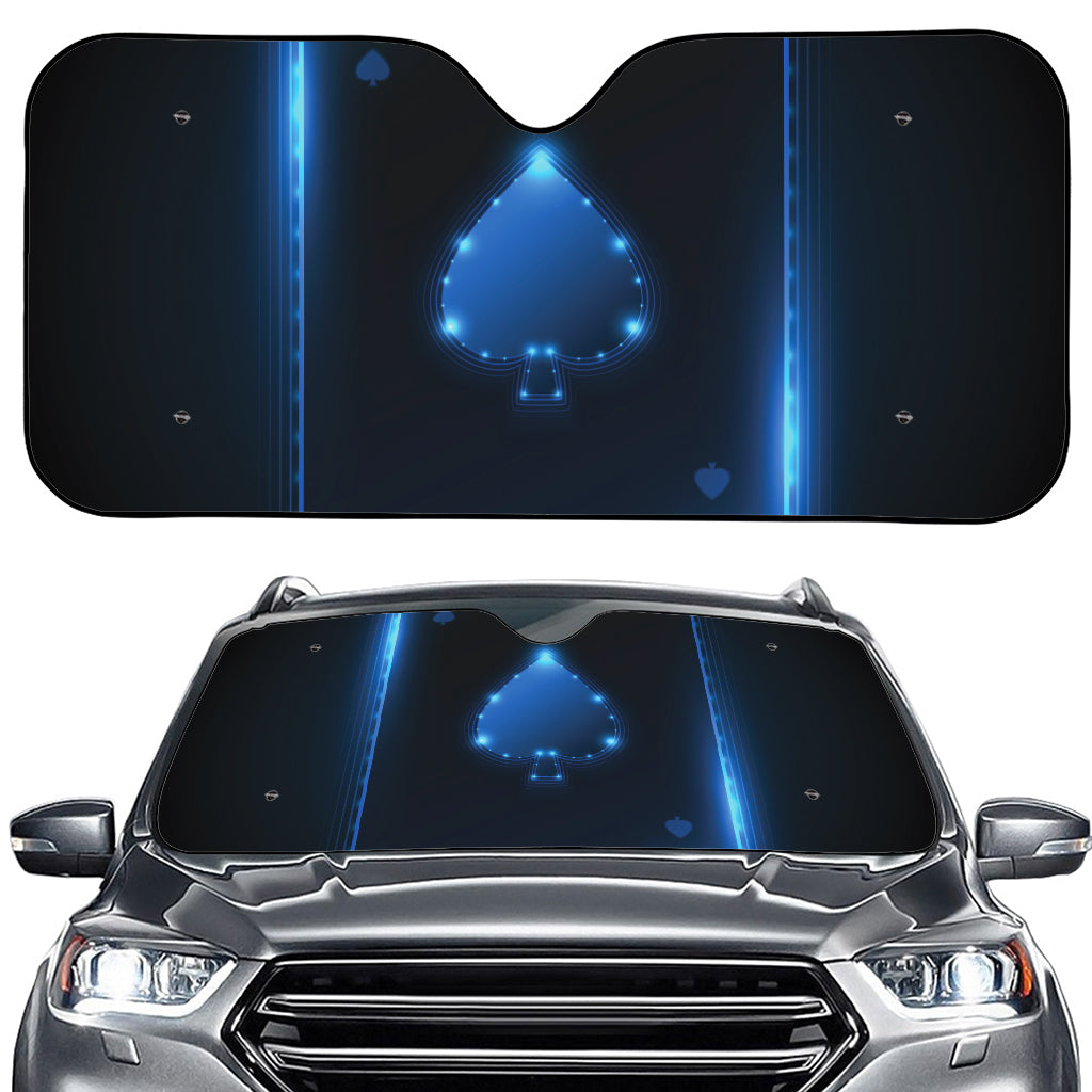 Blue Ace Card Print Car Windshield Sun Shade