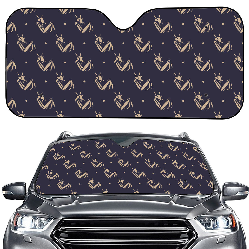 Blue And Beige Mantis Pattern Print Car Windshield Sun Shade