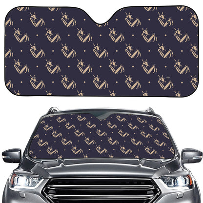 Blue And Beige Mantis Pattern Print Car Windshield Sun Shade