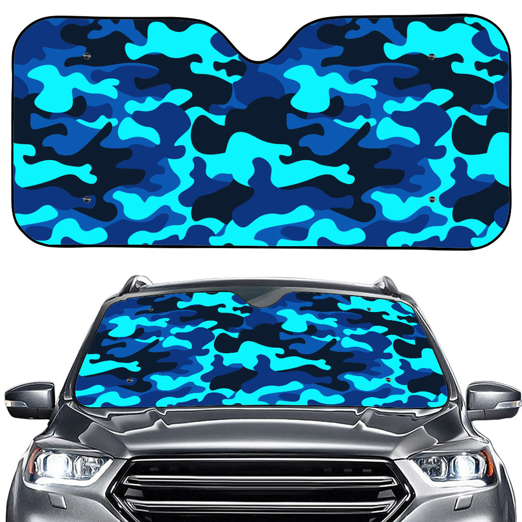 Blue And Black Camouflage Print Car Windshield Sun Shade