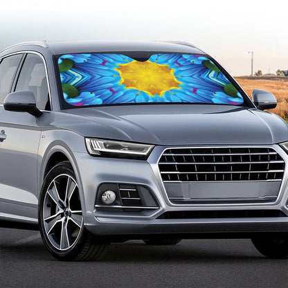 Blue And Pink Flowers Kaleidoscope Print Car Windshield Sun Shade