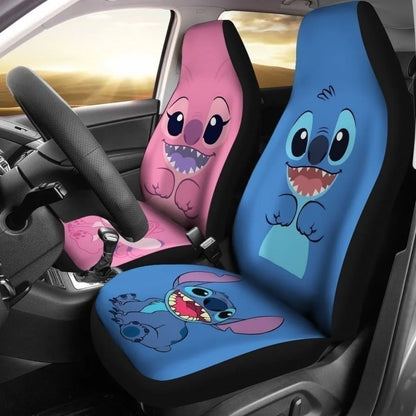 Blue And Pink Stitch Car Seat Covers Universal Fit - PersonalizedFury