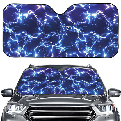 Blue And Purple Lightning Print Car Windshield Sun Shade