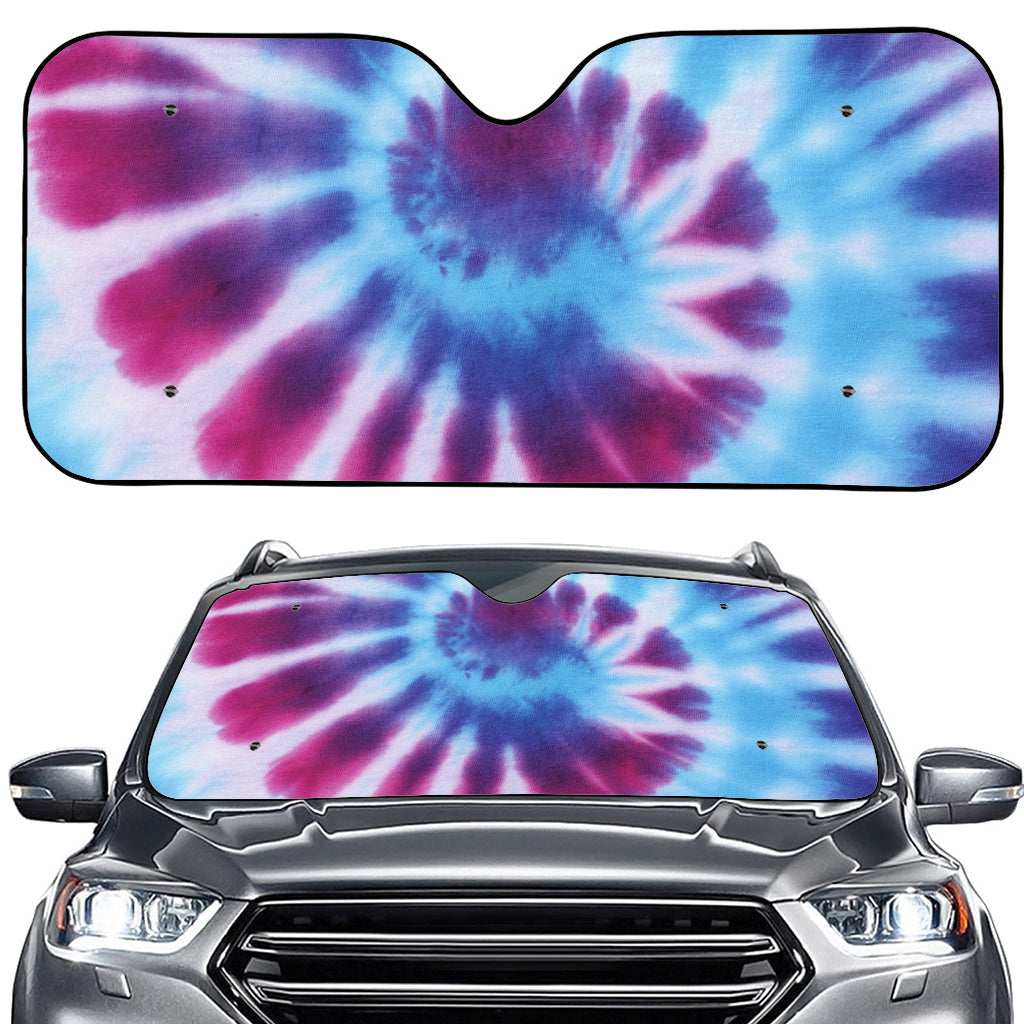 Blue And Purple Spiral Tie Dye Print Car Windshield Sun Shade