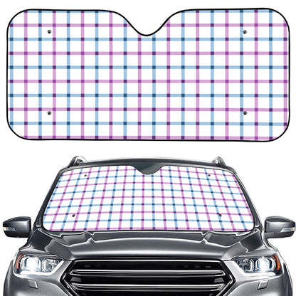 Blue And Purple Tattersall Pattern Print Car Windshield Sun Shade