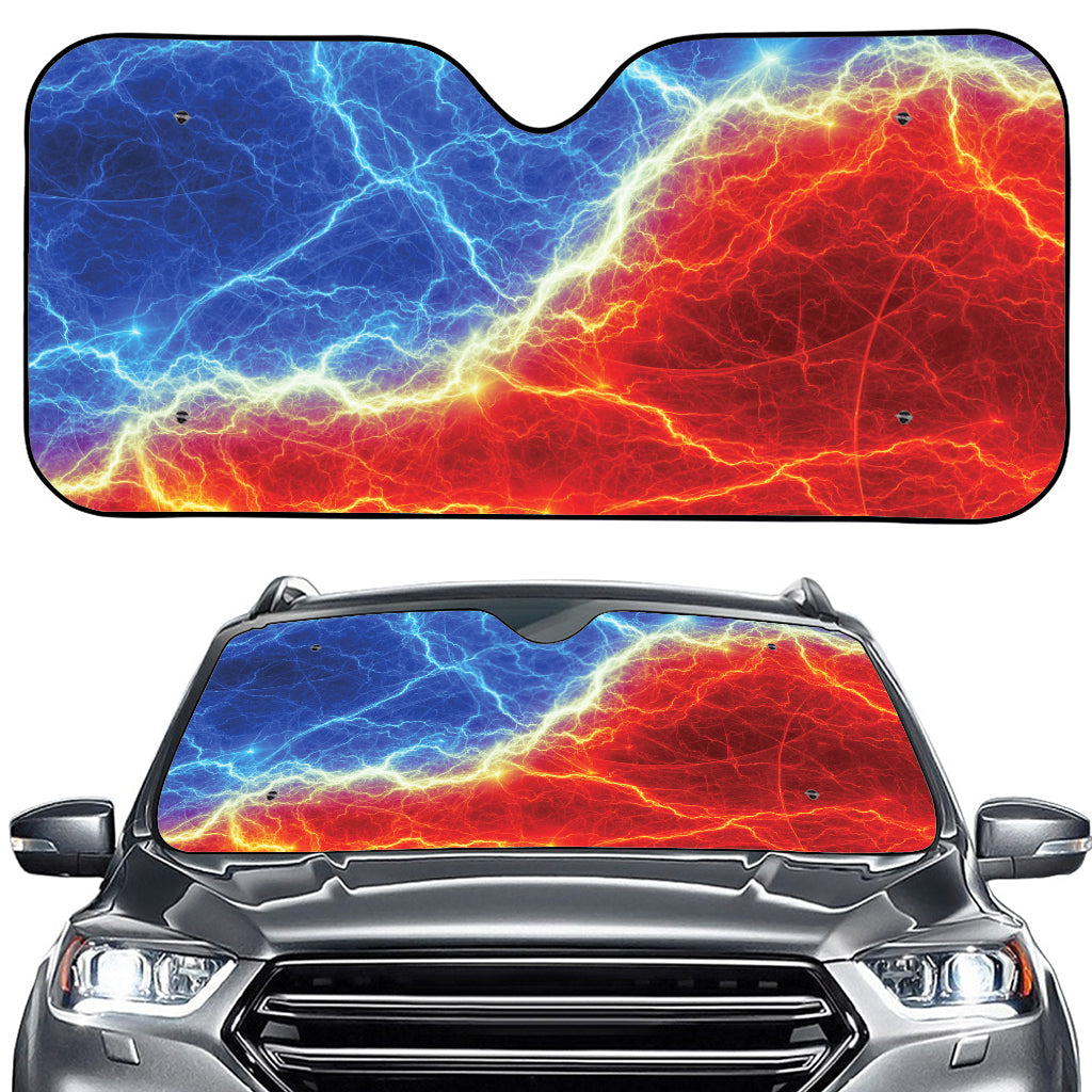 Blue And Red Lightning Print Car Windshield Sun Shade
