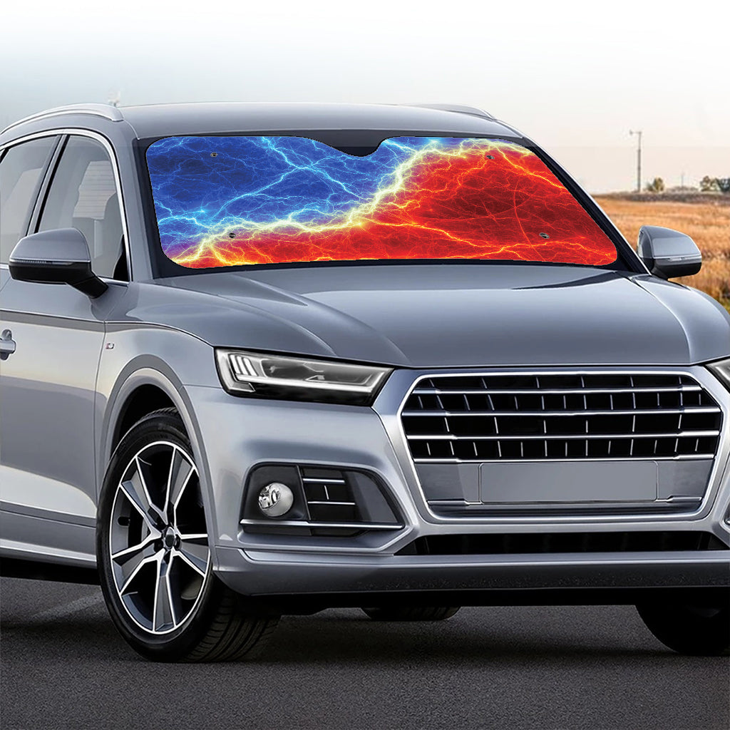 Blue And Red Lightning Print Car Windshield Sun Shade