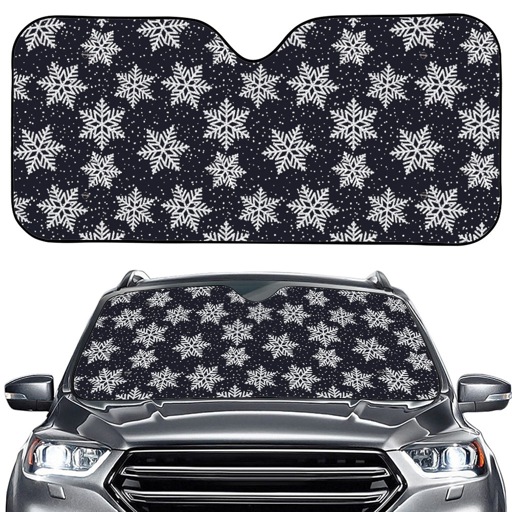 Blue And Silver Snowflake Pattern Print Car Windshield Sun Shade