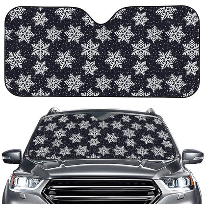 Blue And Silver Snowflake Pattern Print Car Windshield Sun Shade