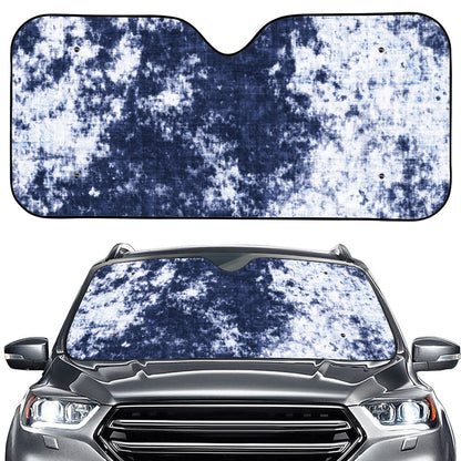 Blue And White Acid Wash Tie Dye Print Car Windshield Sun Shade
