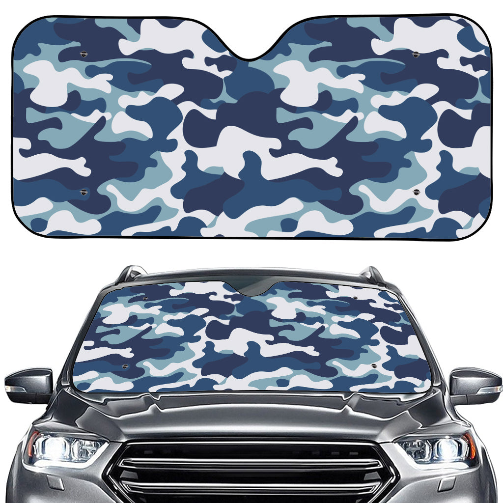 Blue And White Camouflage Print Car Windshield Sun Shade