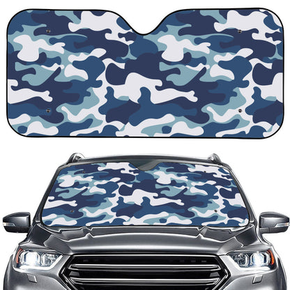 Blue And White Camouflage Print Car Windshield Sun Shade