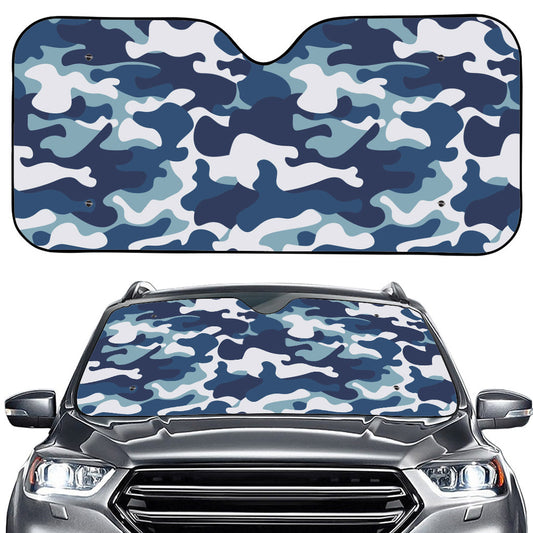 Blue And White Camouflage Print Car Windshield Sun Shade