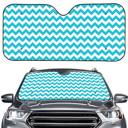 Blue And White Chevron Pattern Print Car Windshield Sun Shade