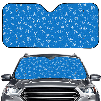 Blue And White Stethoscope Pattern Print Car Windshield Sun Shade